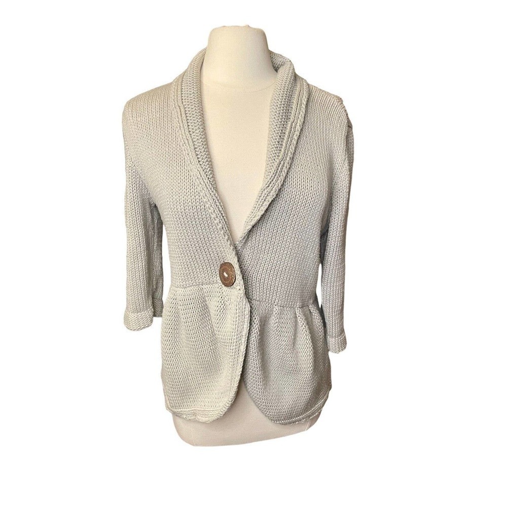 Soft Surroundings Bohemian Peplum Cardigan Gray L/XL Heavyweight